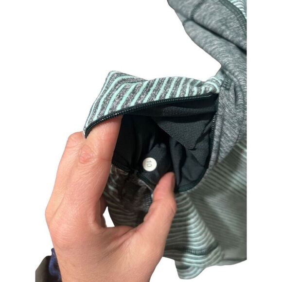 Lululemon Long Sleeve Striped Exposed Seam Half-Zip Sweatshirt Green Size 10 - Picture 6 of 11